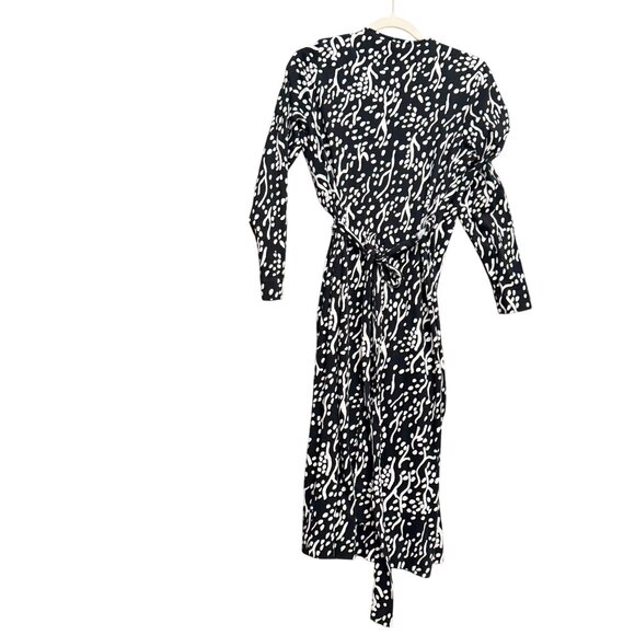 Diane Von Furstenberg DVF Target Sea Spots Midi Wrap Dress Medium Black White - Picture 4 of 10